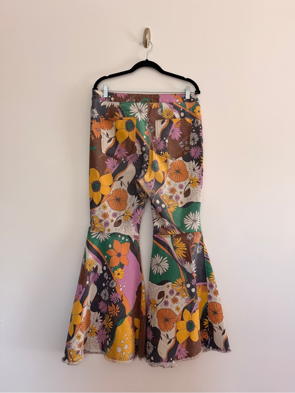 Rare free People floral flare jeans psychedelic combo Size 32 - Picture 5 of 8